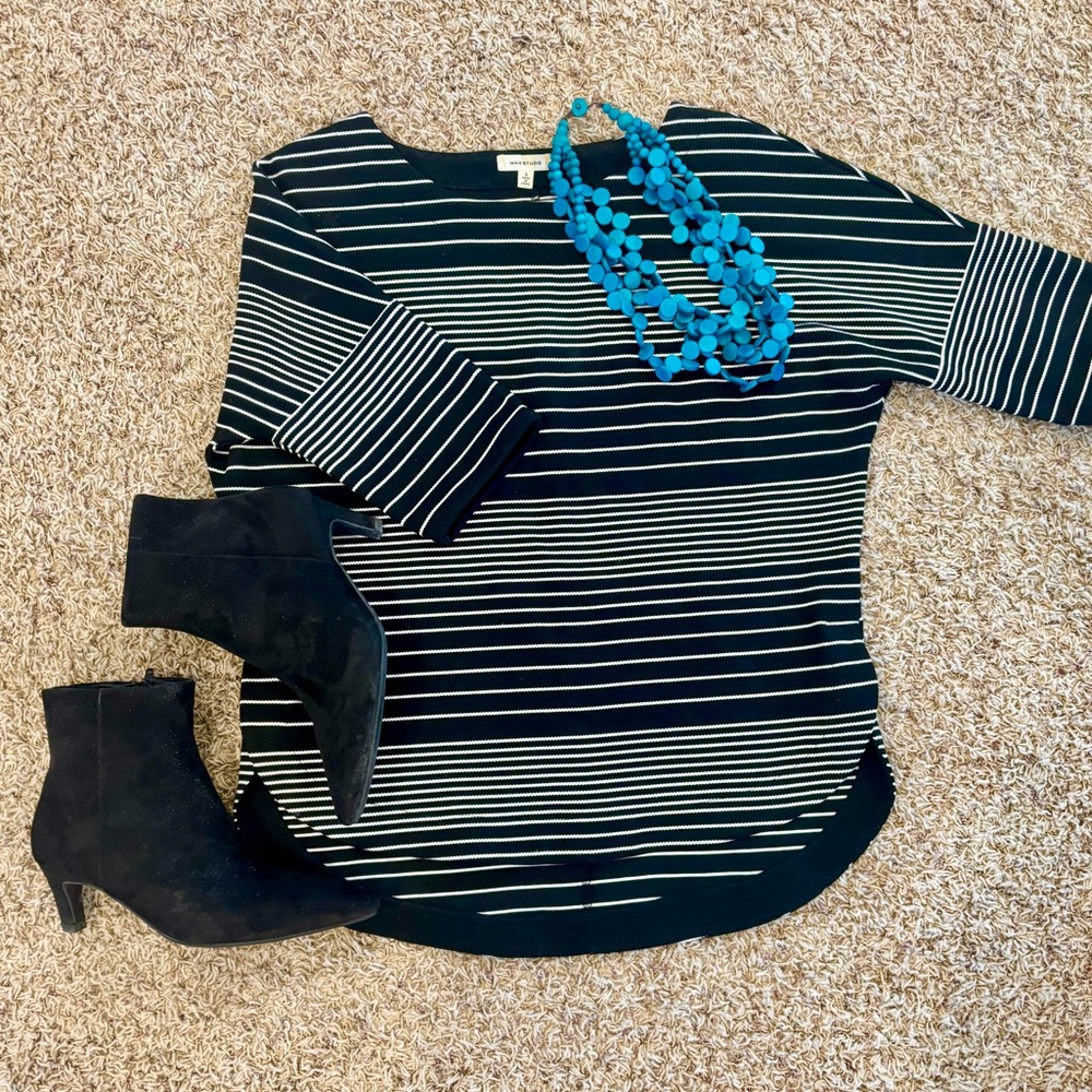 Max Studio black and white striped top